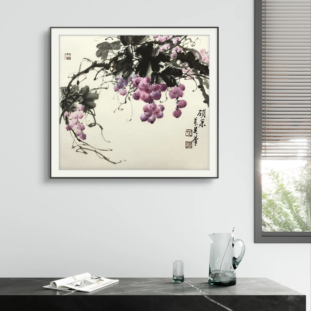 【漓江画社】孙长英  纯手绘葡萄精品  画芯尺寸 55✖️45cm 纯手绘