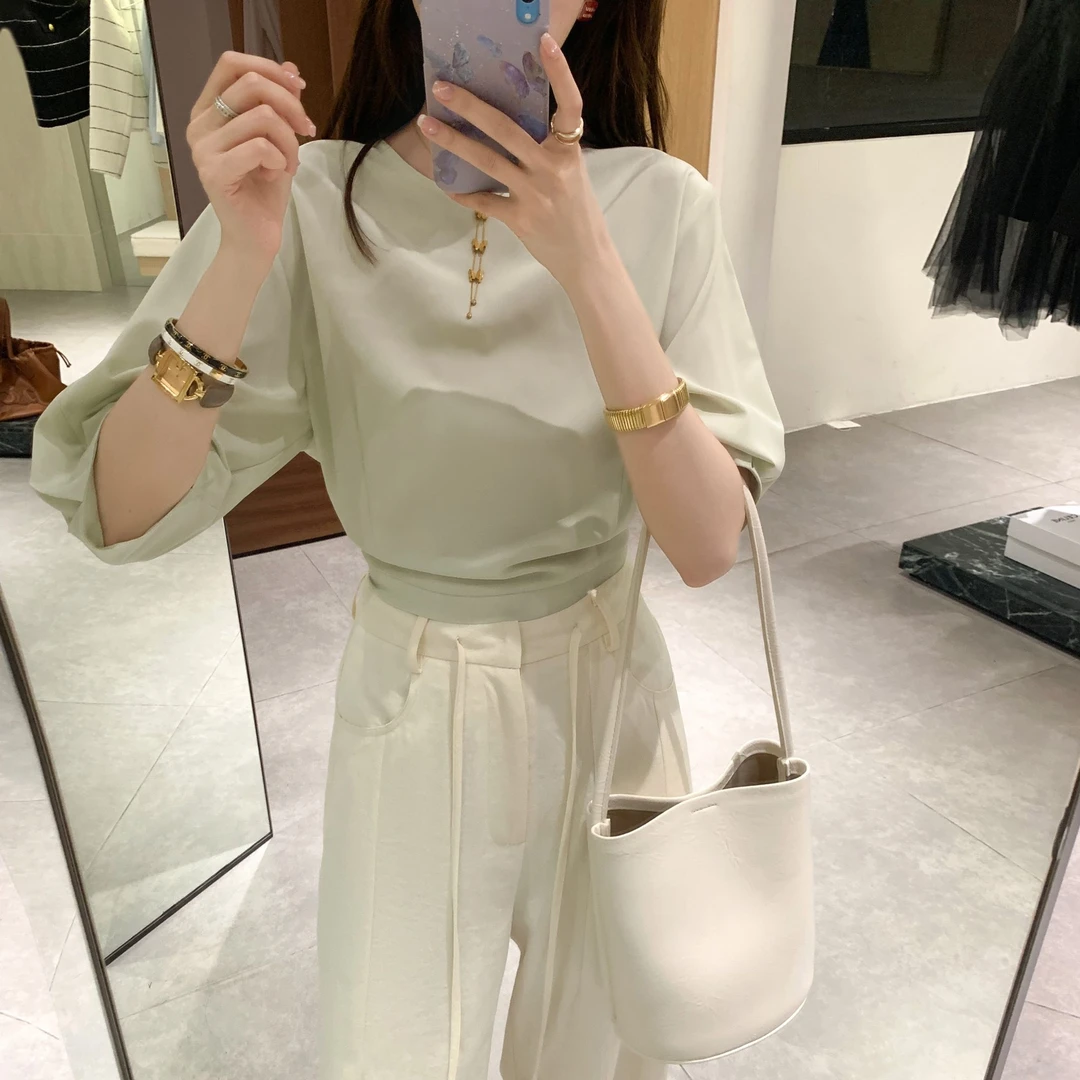 【芝士Cheese】爱尔兰假期设计感凉凉绑带气质显瘦休闲宽松纯色衬衫