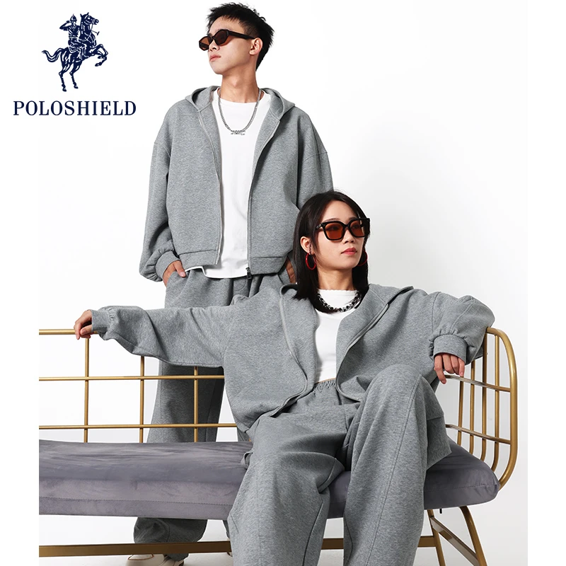 POLOSHIELD保罗希尔德男士春秋季卫衣卫裤两件套装情侣款宽松休闲