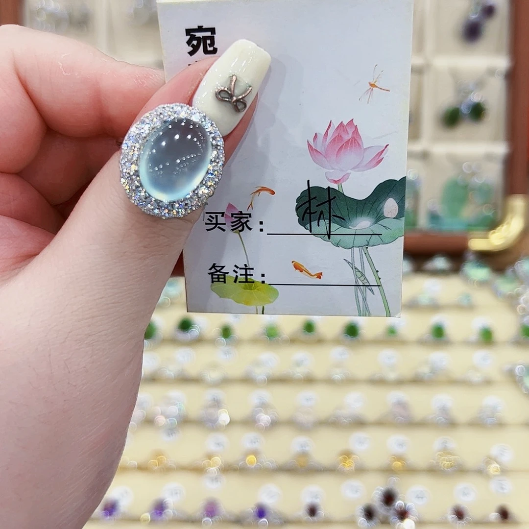 ****木蛇纹石玉银S925镶嵌戒指