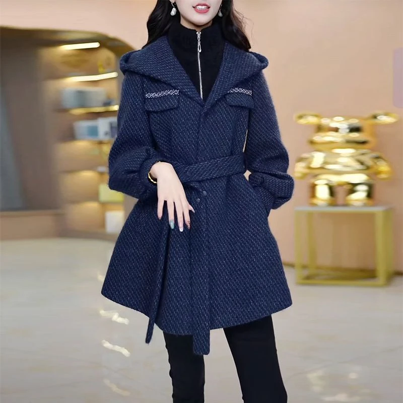 北级绒风衣外套2025秋季新款女装时尚休闲修身洋气中长款大衣外套