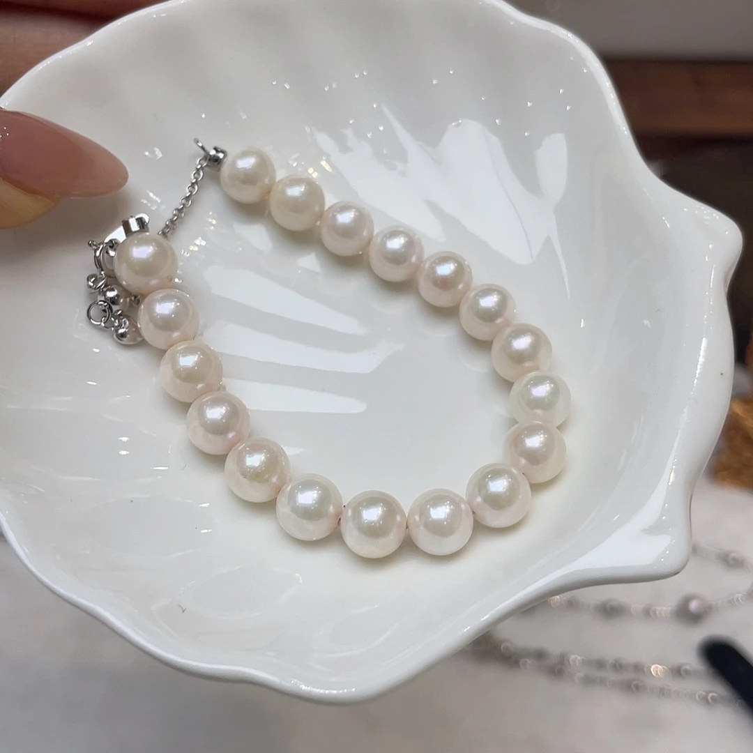 银S925镶嵌手绳海水珍珠