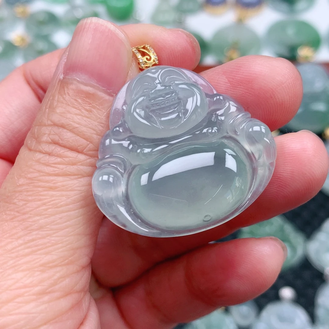翡翠吊坠(不含链)18K金镶嵌