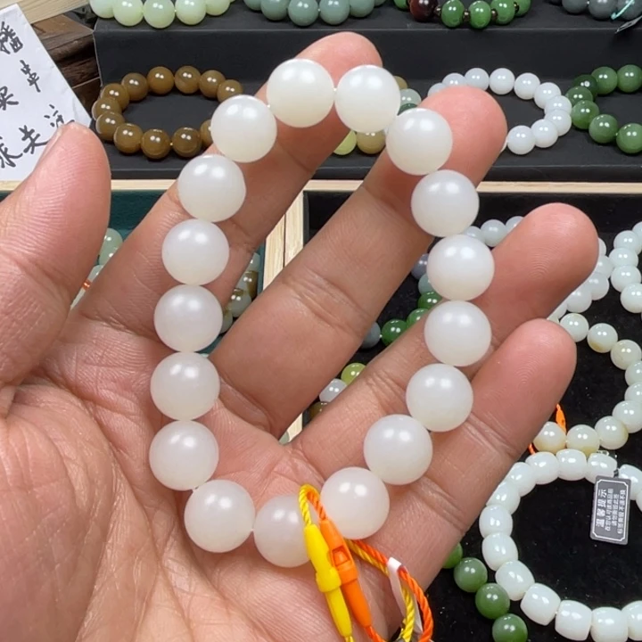 和田玉手串未镶嵌淡***伤