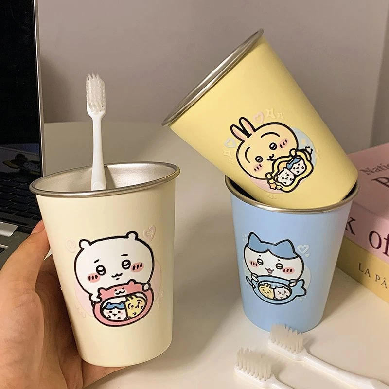 多巴胺卡通漱口杯家用可爱不锈钢高颜值乌萨奇情侣刷牙洗漱杯子Q