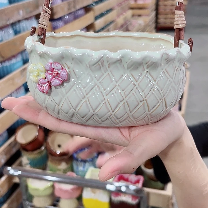 有孔.凑单10元陶瓷花盆发货！