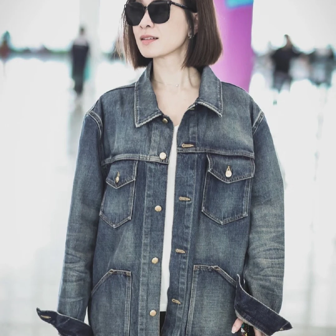 全新未使用 Celine/思琳 4512/翻领长袖牛仔外套 /M码/全新带吊