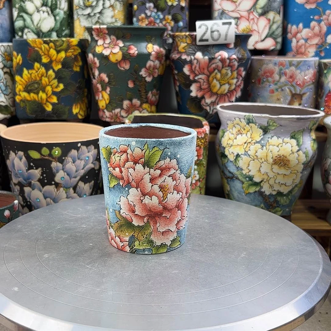 景德镇陶瓷花盆景德镇陶瓷hua p口7.5高10