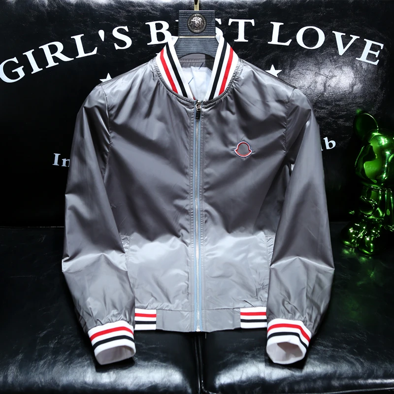 路约威格欧洲站简约绣标夹克衫男士秋季新款棒球领修身青年外套男