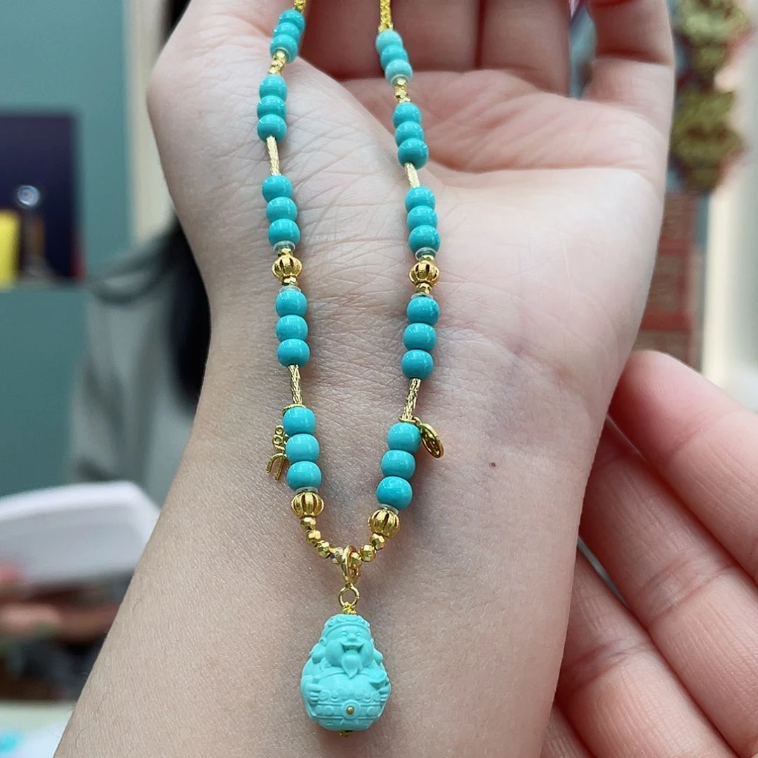 绿松石颈饰18K金镶嵌