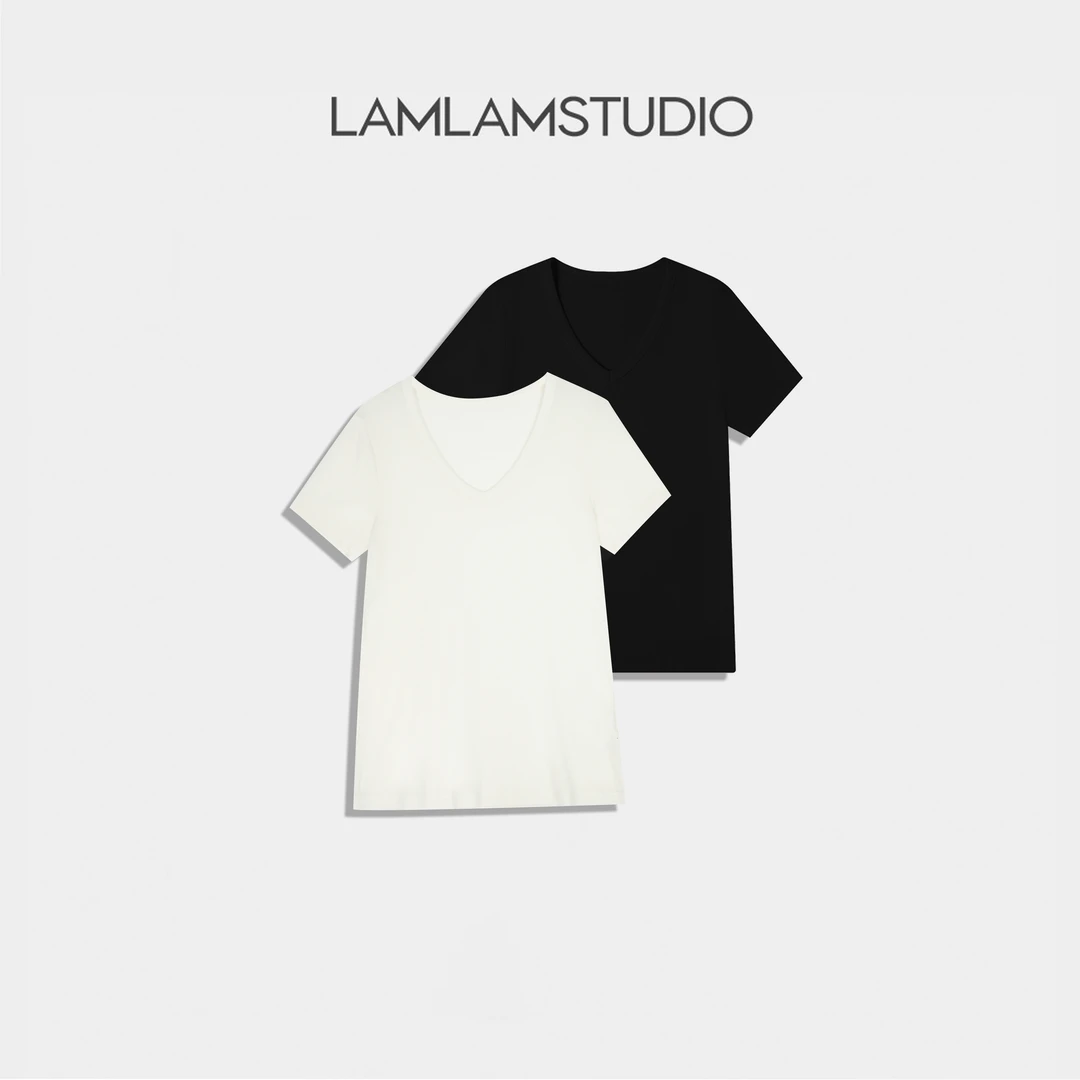 “水光T”【兰精天丝+羊毛】经典纯色V领休闲T恤 张一琳 G277T