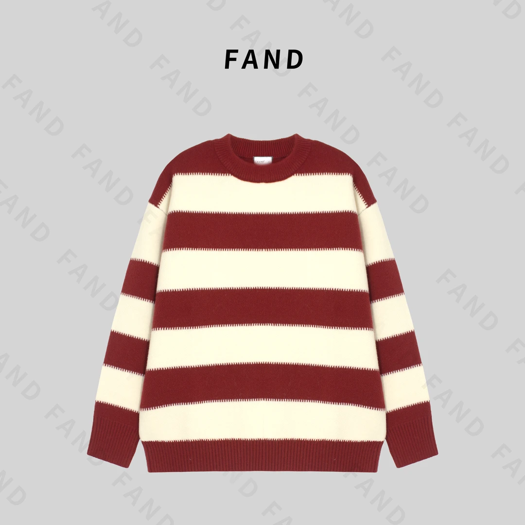 FAND依依【munmin】新年系列针织秋冬时尚加厚条纹宽松圆领套头毛衣