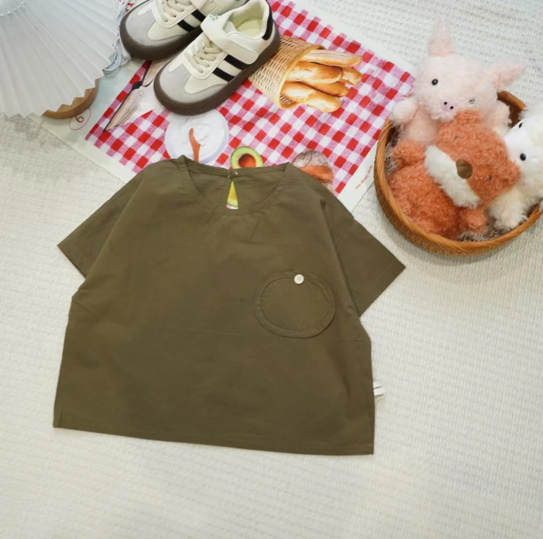 儿童夏季男宝韩版时尚贴布口袋短袖XQ013
