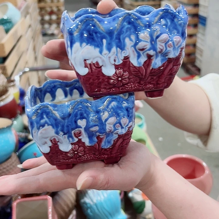 有孔.凑满10元发货多肉陶瓷花盆！