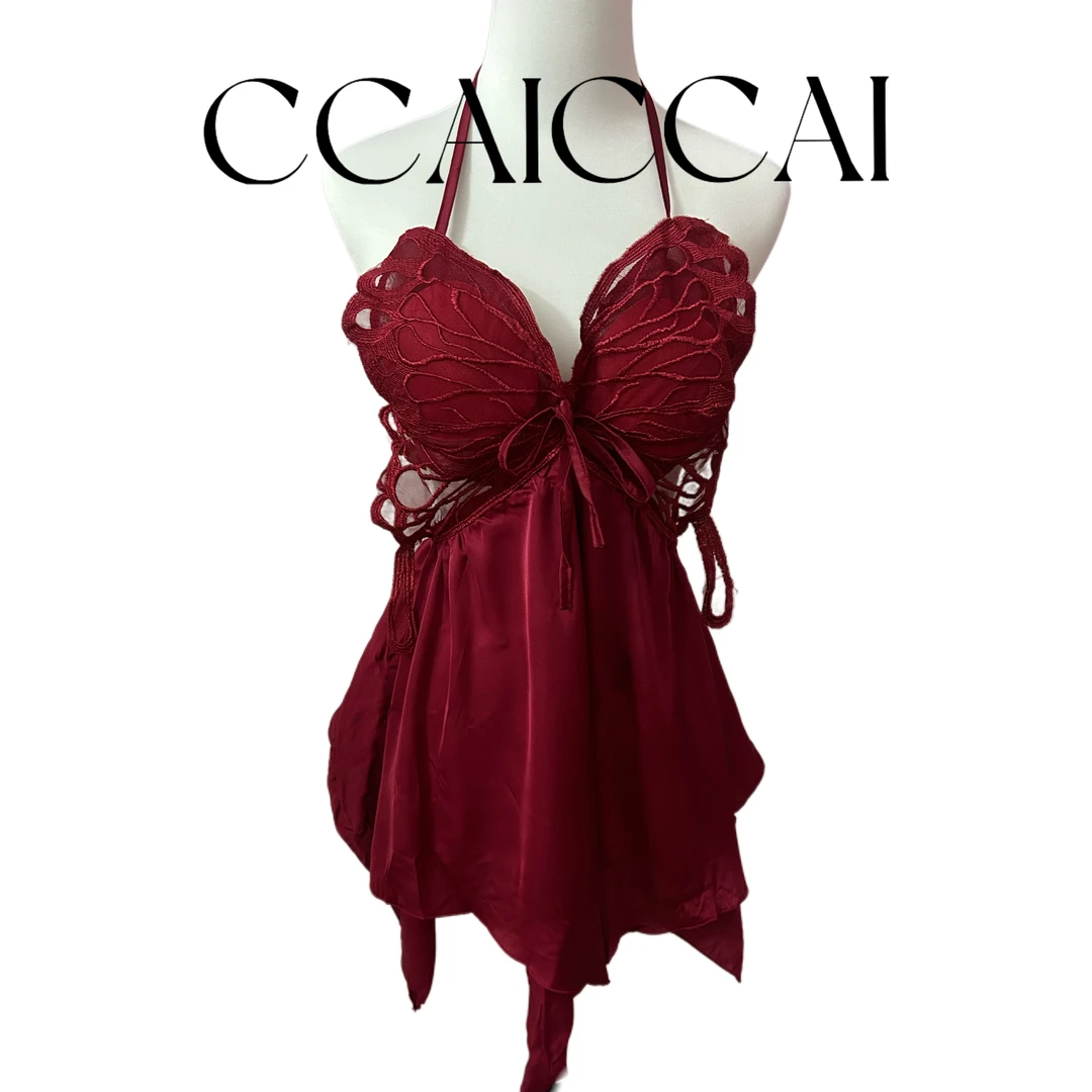 【CCAI】梦蝶 I 性感露背蝴蝶挂脖连衣裙蕾丝