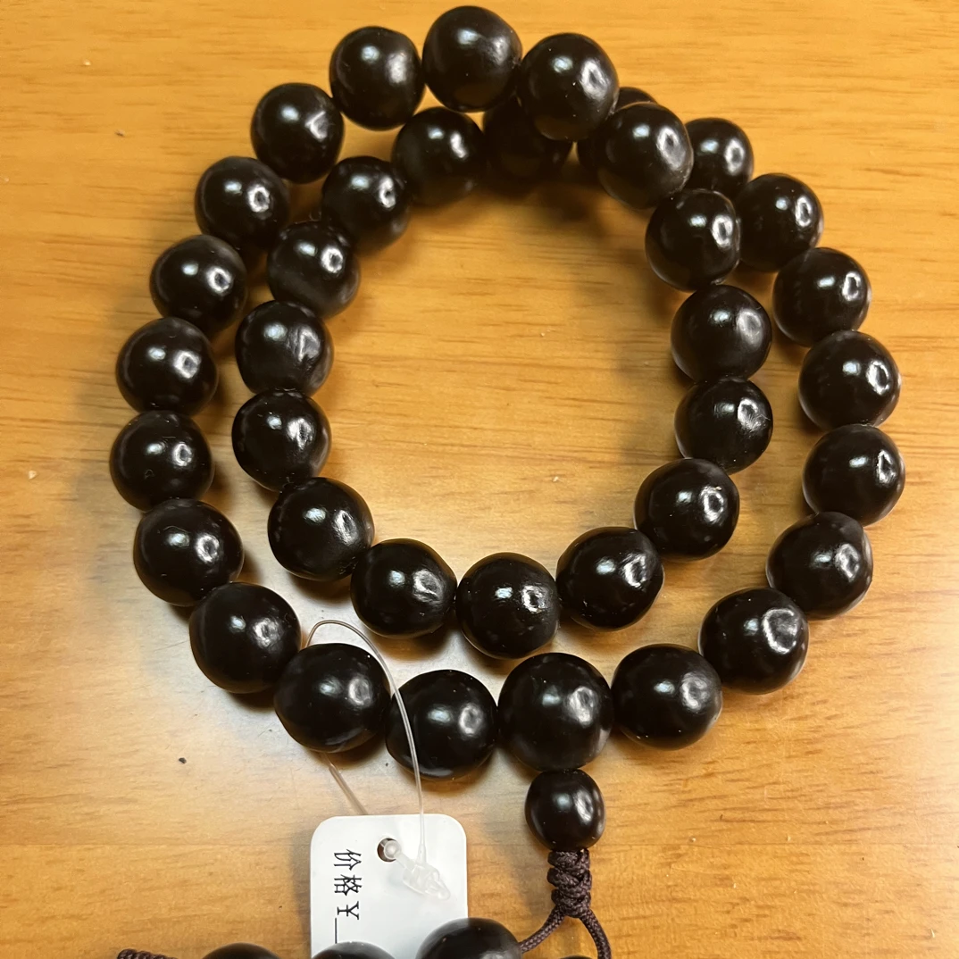非金属木质手链 百年老树无患子近正圆定制款手持串珠黑色