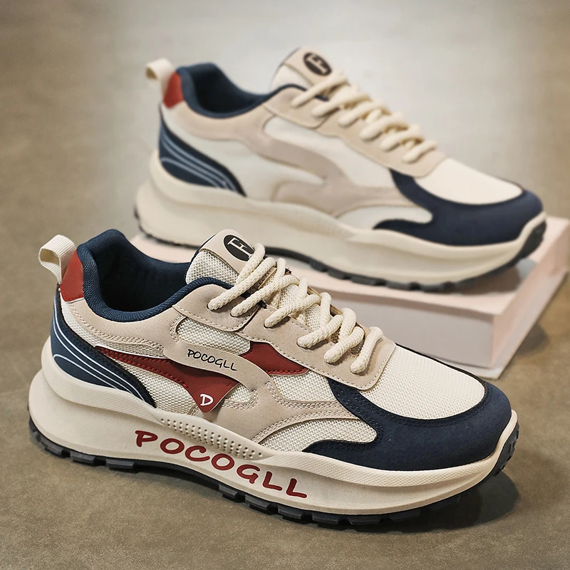 男鞋2025夏季透气防臭百搭网面运动休闲增高港风复古老爹潮鞋子男