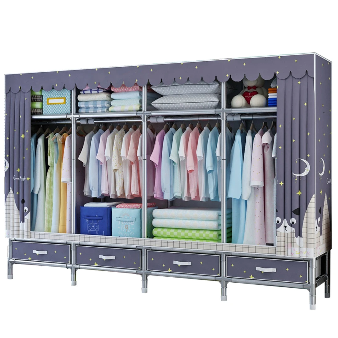 【金属接头】衣柜简易布衣柜钢管加粗衣柜收纳架抽屉衣柜家用卧室