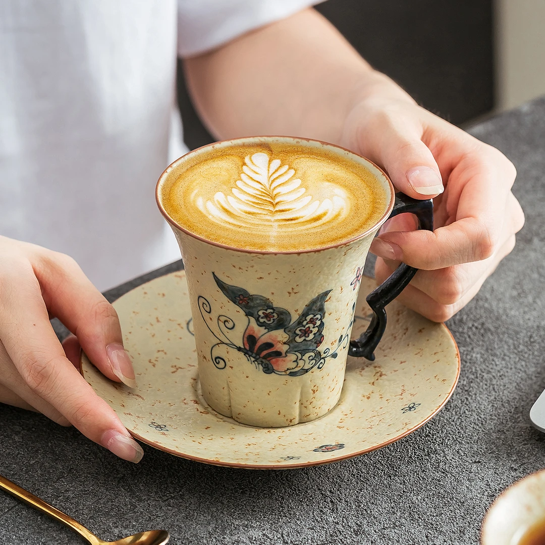 咖啡杯2025新款特别好看的精致高级感中式创意蝴蝶陶瓷杯砂锅煲