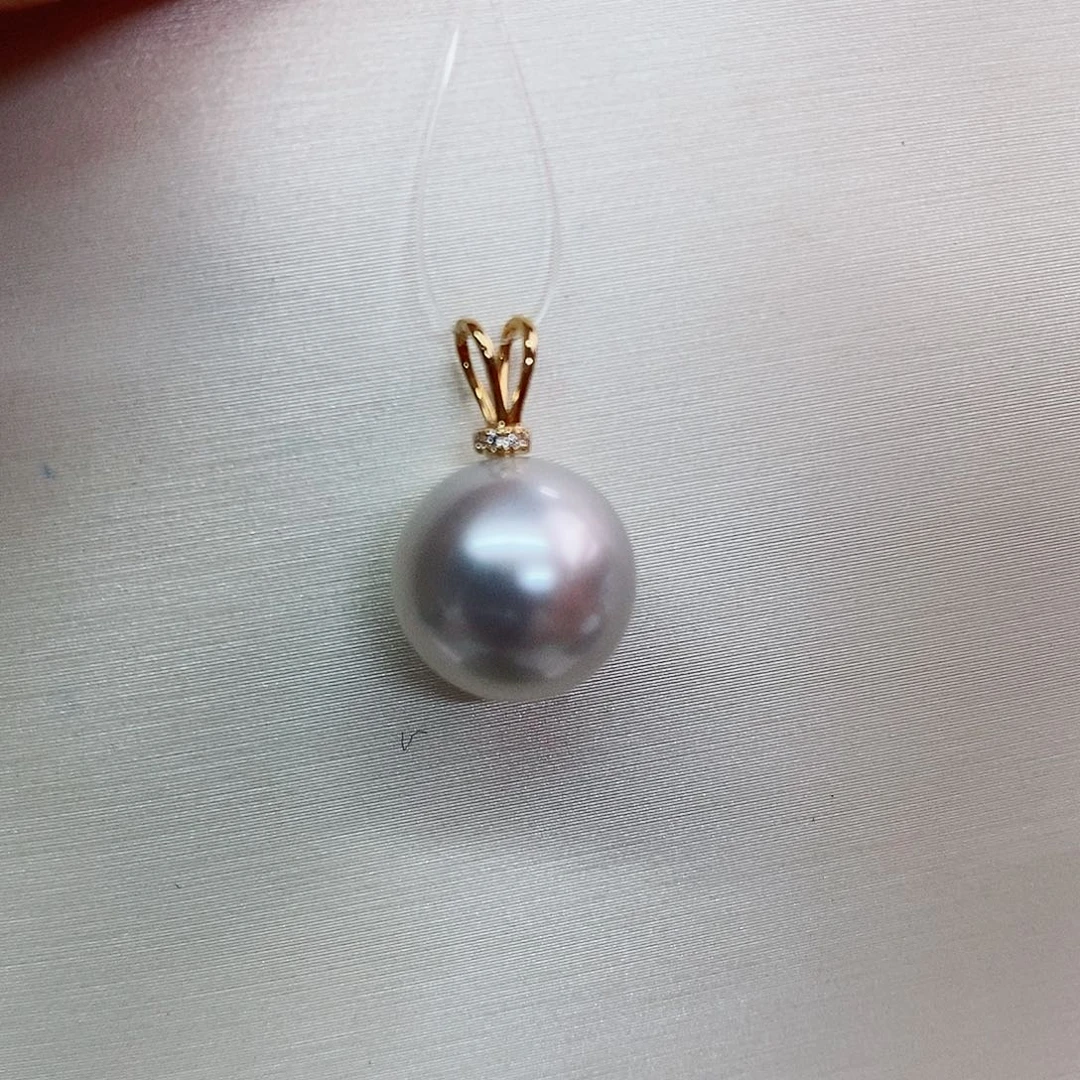 吊坠(不含链)18K金镶嵌海水珍珠10-11