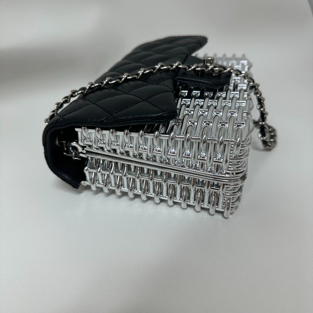 2684香家亚克力盒子包银色新款复古夏季古风女包