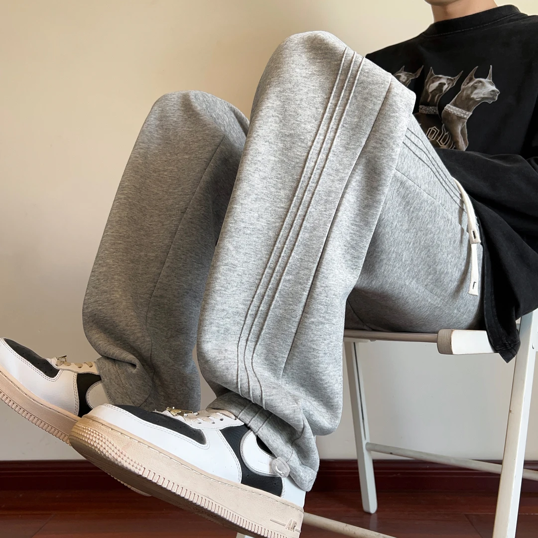 NINEDAO/玖岛春秋运动休闲裤男vibe风大学生ins直筒裤垂坠感裤子