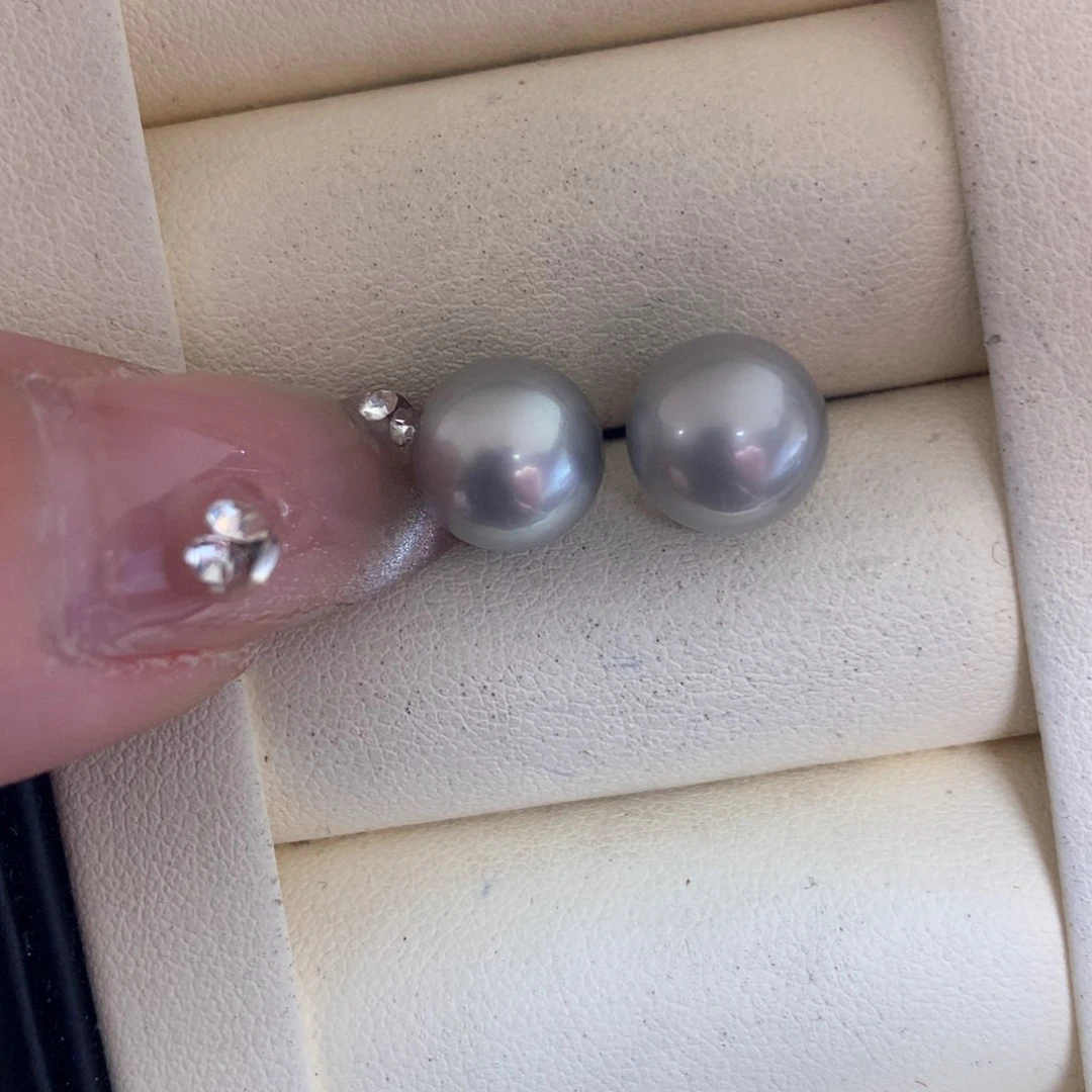 海水珍珠耳饰银S925镶嵌