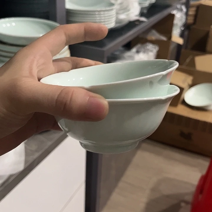4.5影青菊花饭碗（拍一发二）