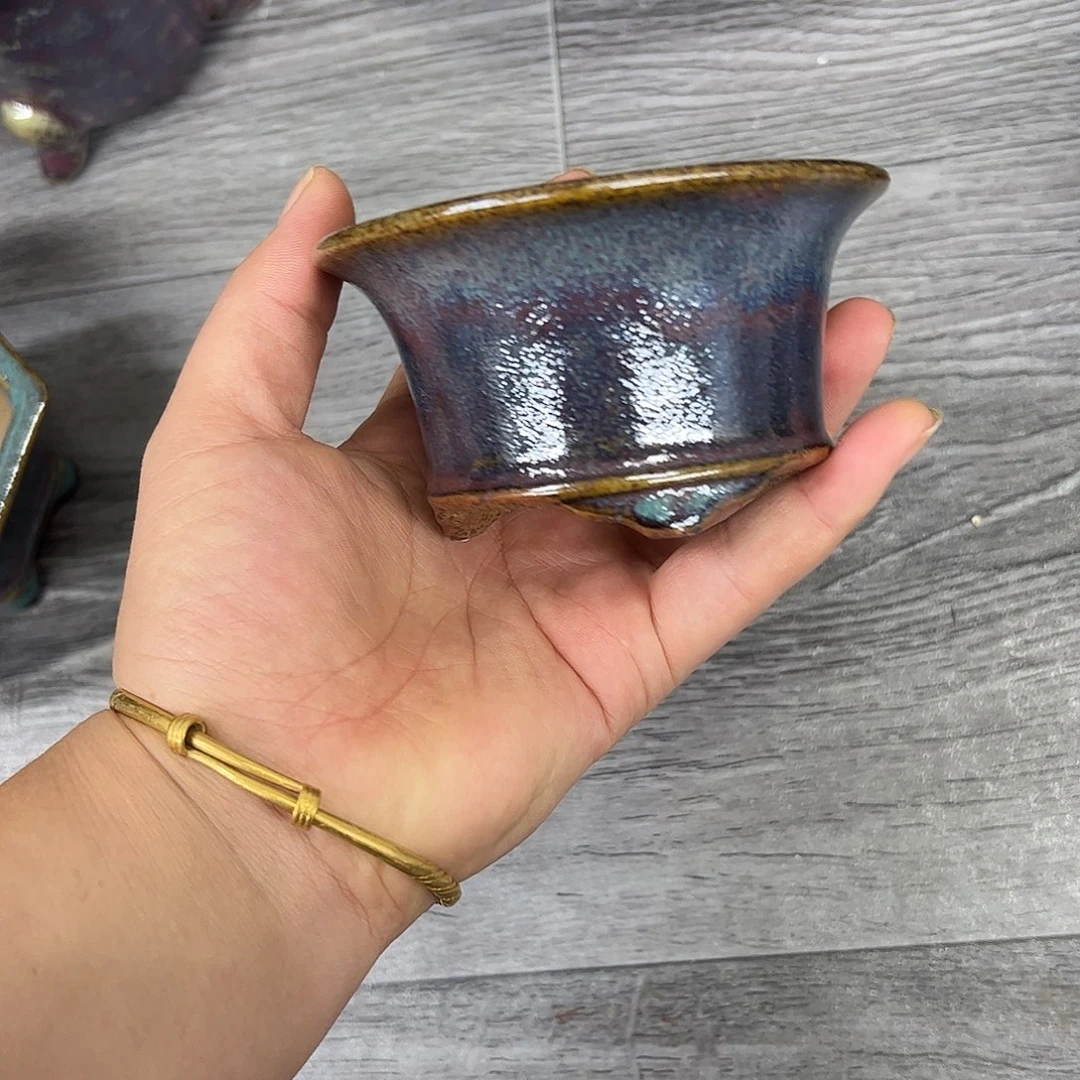 紫砂花盆226号瑕疵9.5/5cm窑变