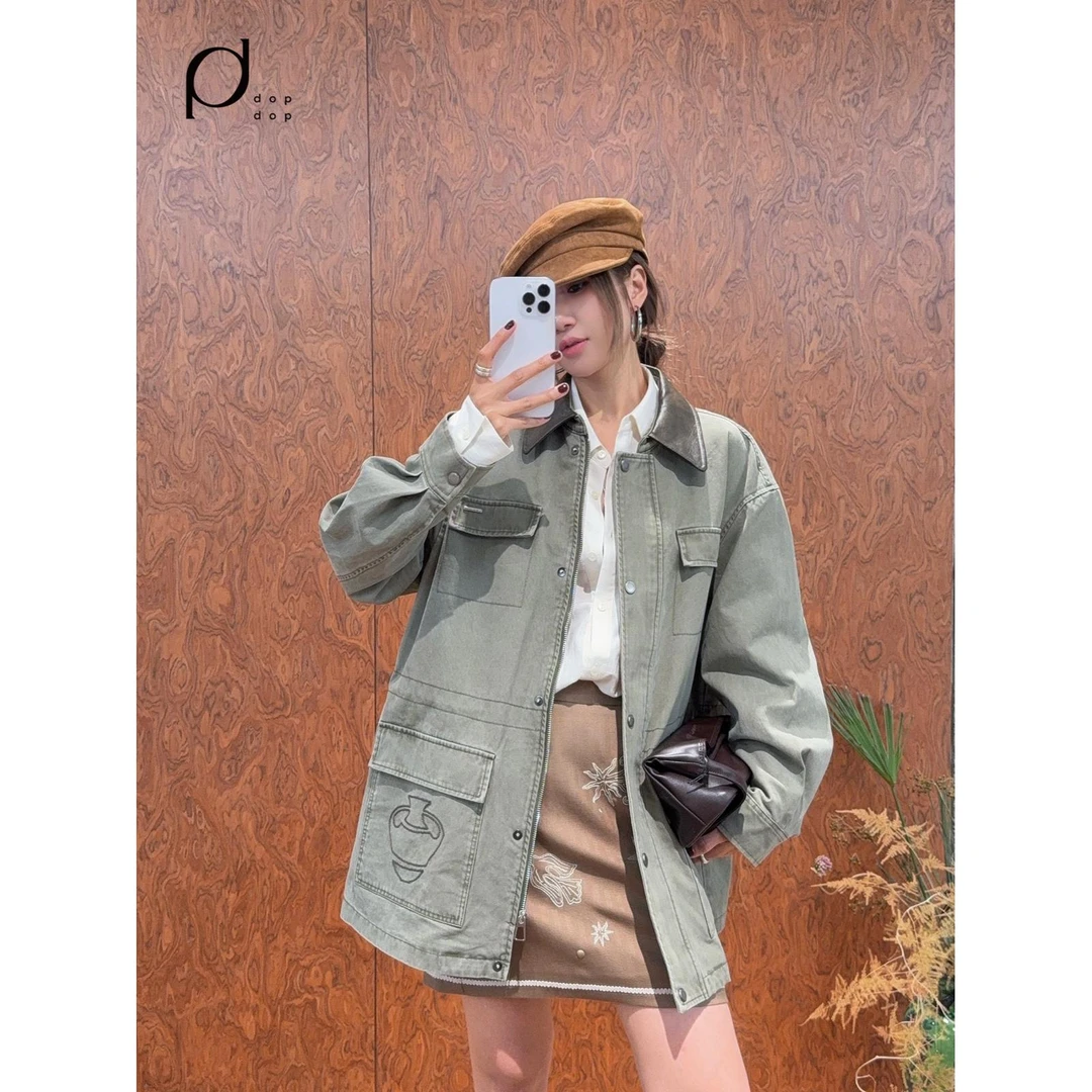 Vena Label2025秋复古水洗刺绣宽松夹克外套女1980dopdop买手店