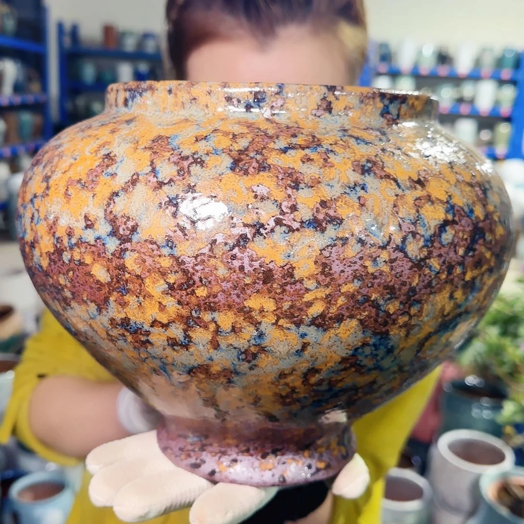 紫砂花盆高21口17