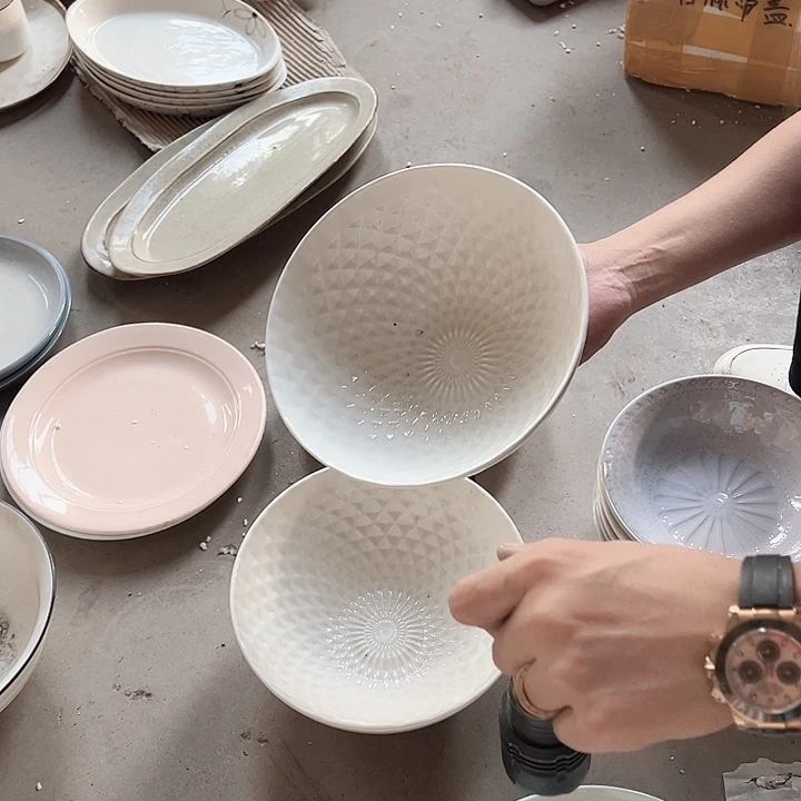 钻石汤碗2只孤品破损包赔不补发介意勿拍