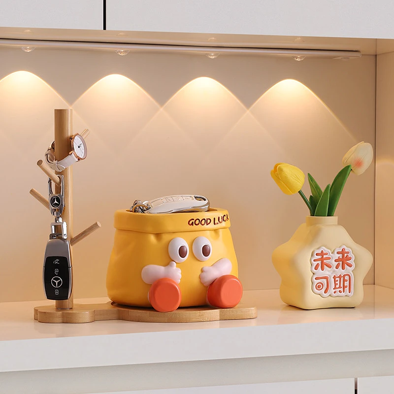 入户玄关摆件可爱纸袋钥匙收纳鞋柜置物架家居客厅电视柜桌面装饰