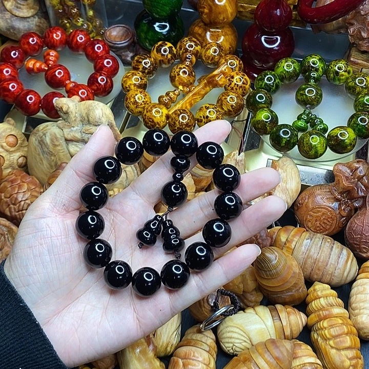 松木琥珀木文玩手串