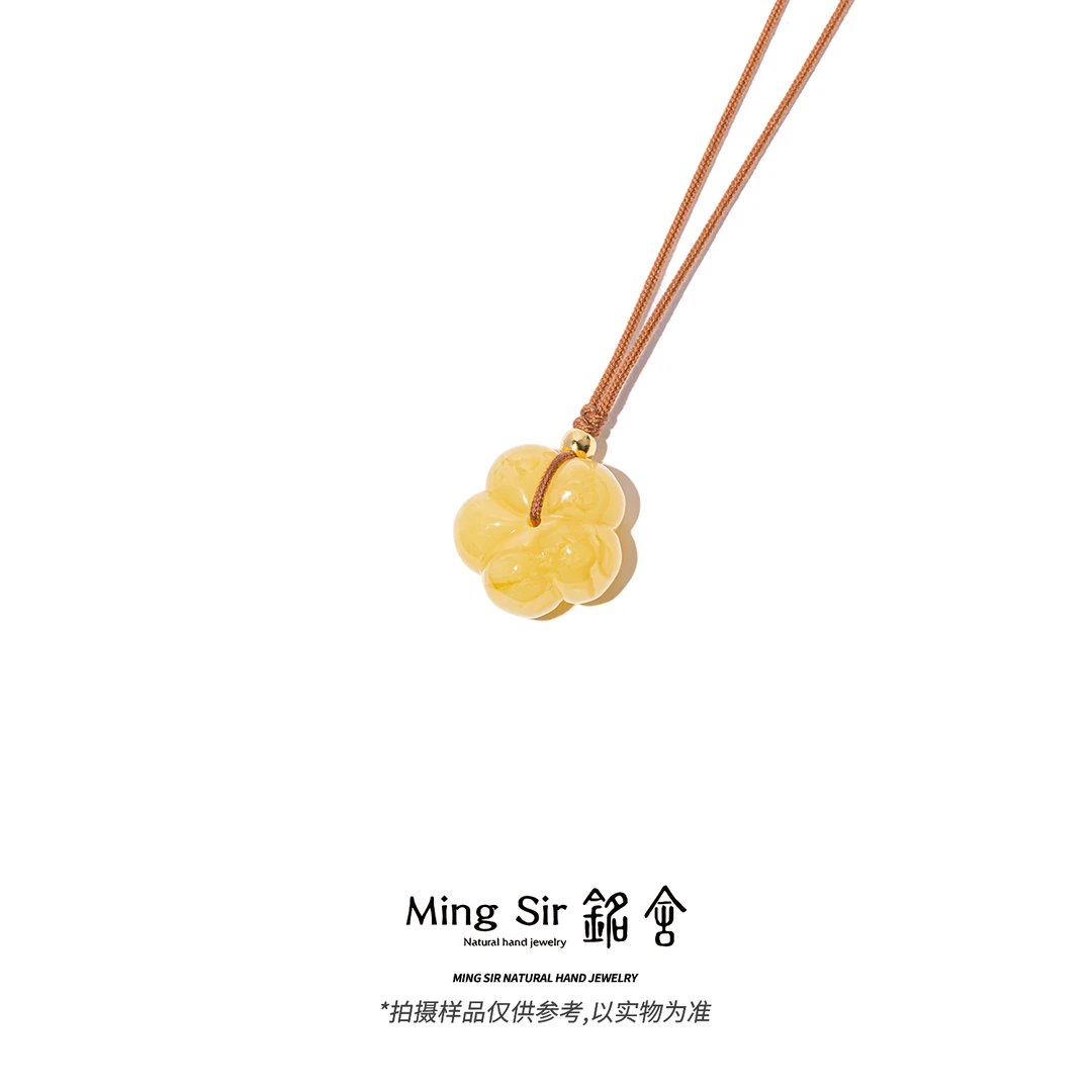 【铭舍 太阳花浓花】太阳花文玩珠宝手工雕刻太阳花蜜蜡原矿原石