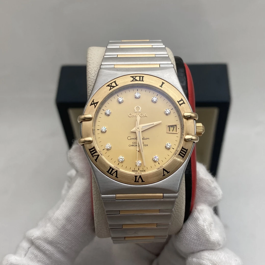 95新 Omega/欧米茄 35.5mm欧米茄 星座18K间金自动机械中性表
