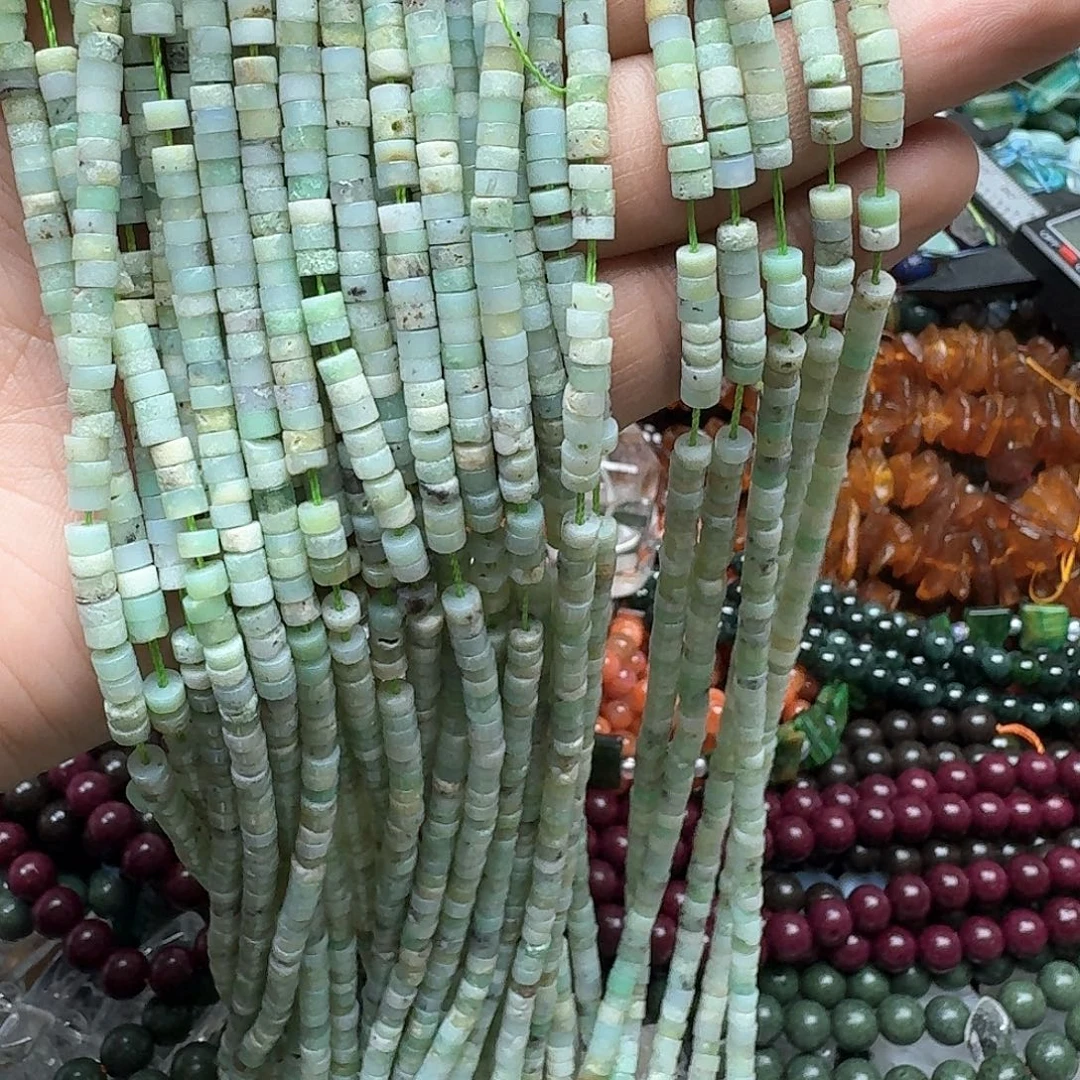 玛瑙/玉髓合金珠宝半成品一条4mm绿澳宝剁珠