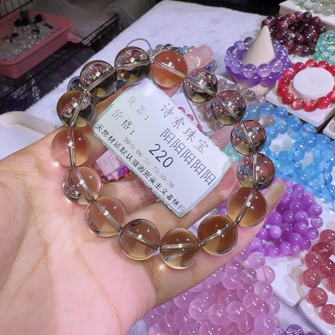 阳***阳水晶手链未镶嵌香槟茶晶14