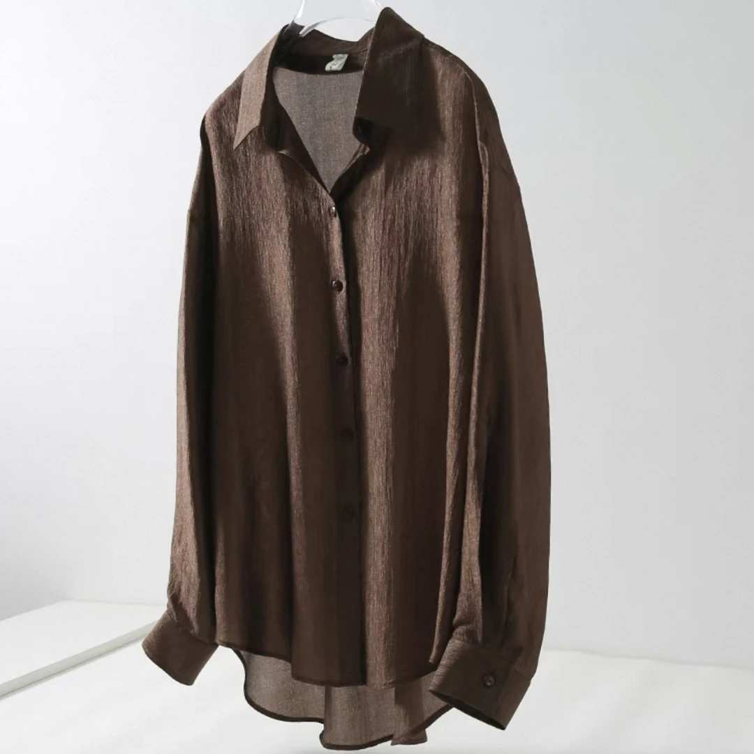 L018~~FFF~咖色长袖衬衣