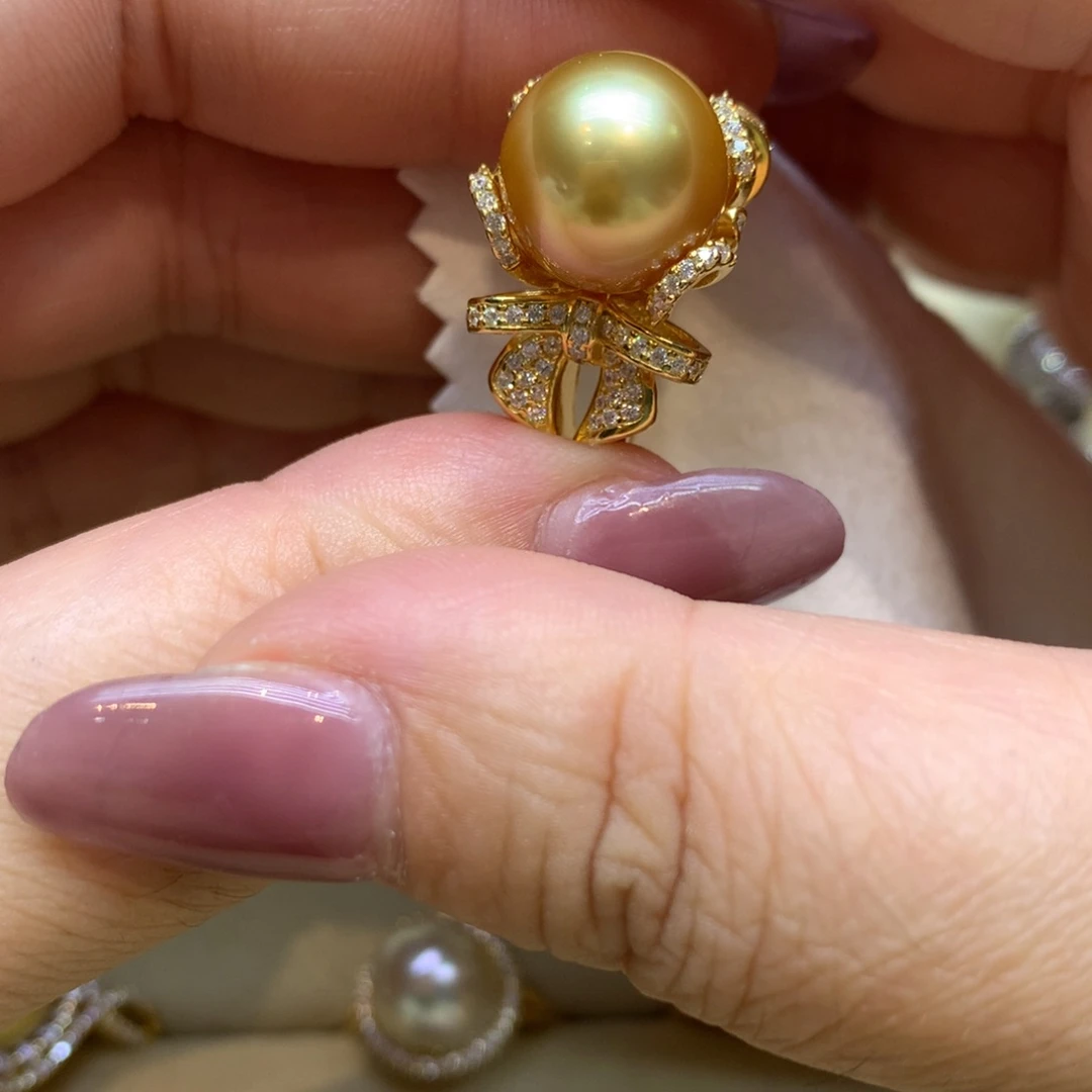 银S925镶嵌戒指海水珍珠