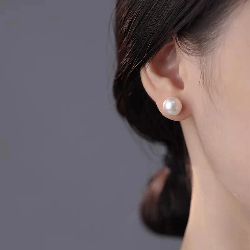淡水无核珍珠耳钉9-10毫米耳钉