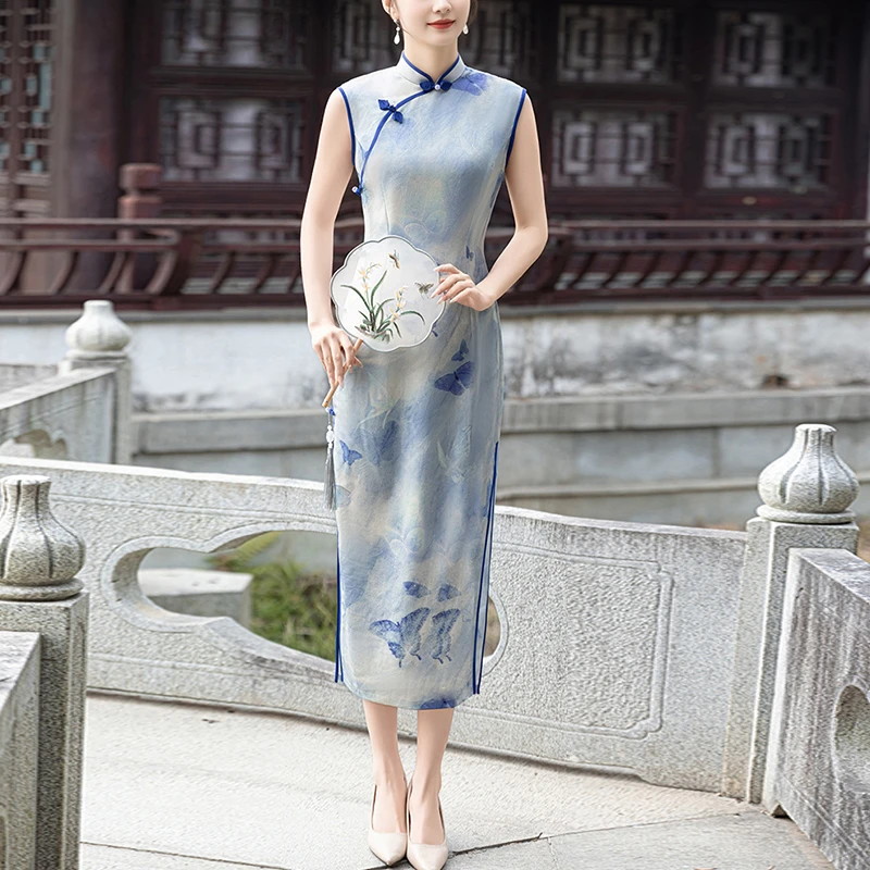 新中式旗袍2025夏季老上海素雅国风复古礼服改良日常可穿新款裙子