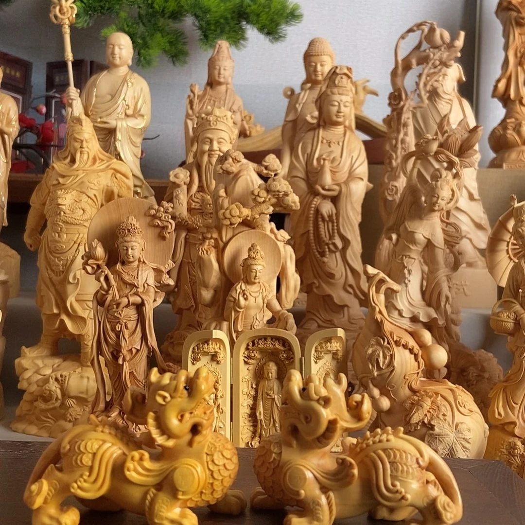 瞳***妹黄杨木小叶黄杨木雕飞天貔貅一对