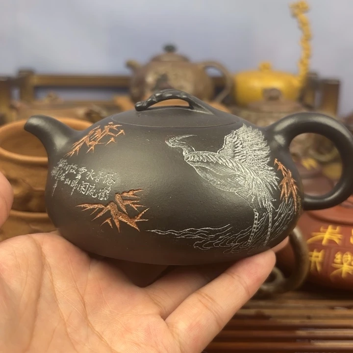 茶壶紫砂半月紫泥捂灰原矿260c
