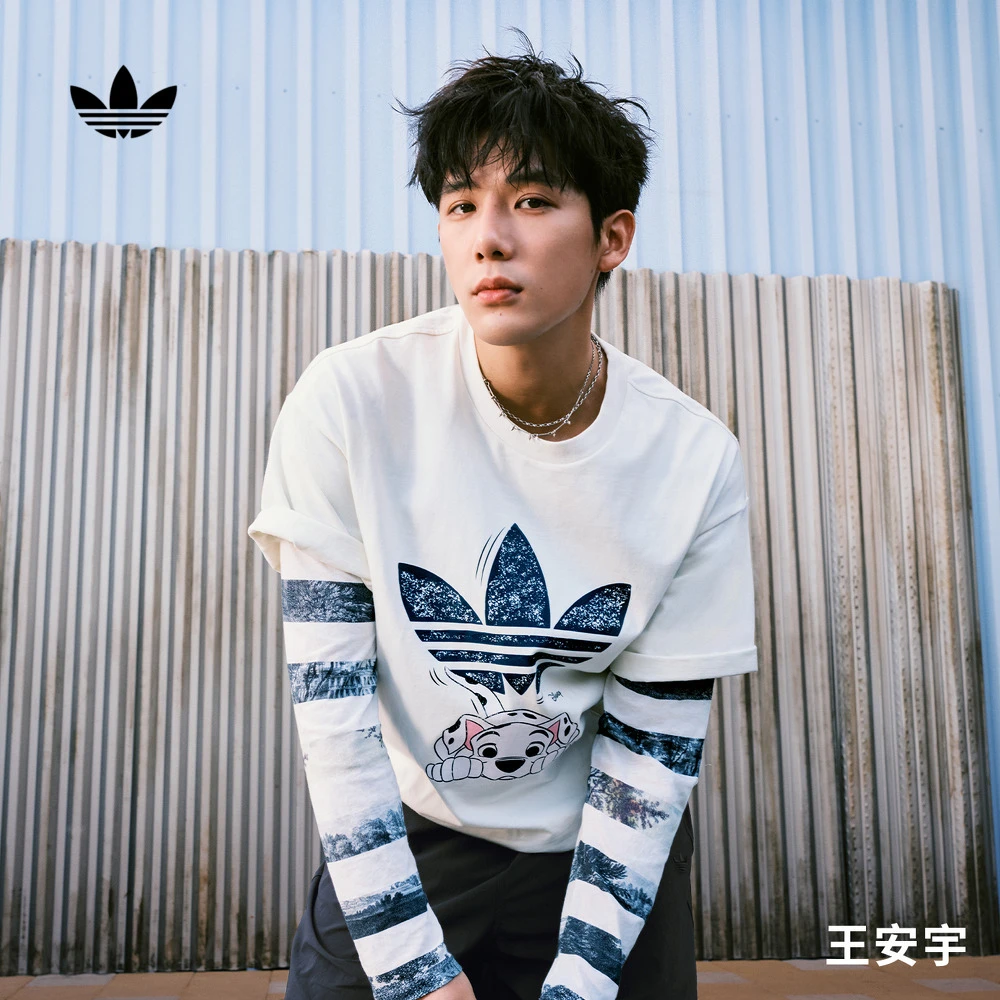 阿迪达斯三叶草 王安宇同款迪士尼101斑点狗联名短袖T恤男 KG6683