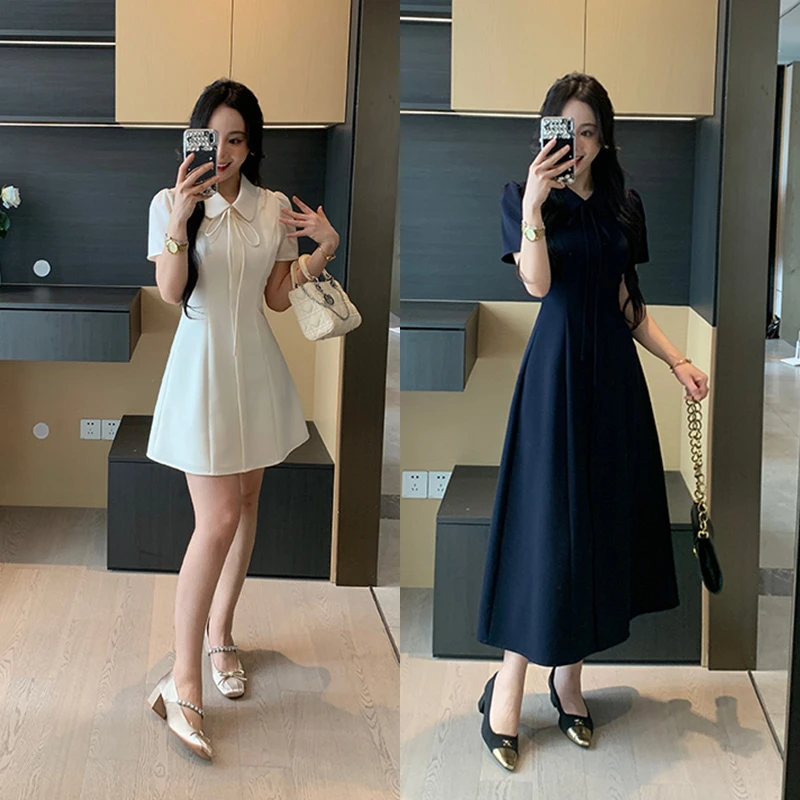 XINYI【塞纳旋律】夏季娃娃领连衣裙女收腰显瘦气质裙X625Q06944