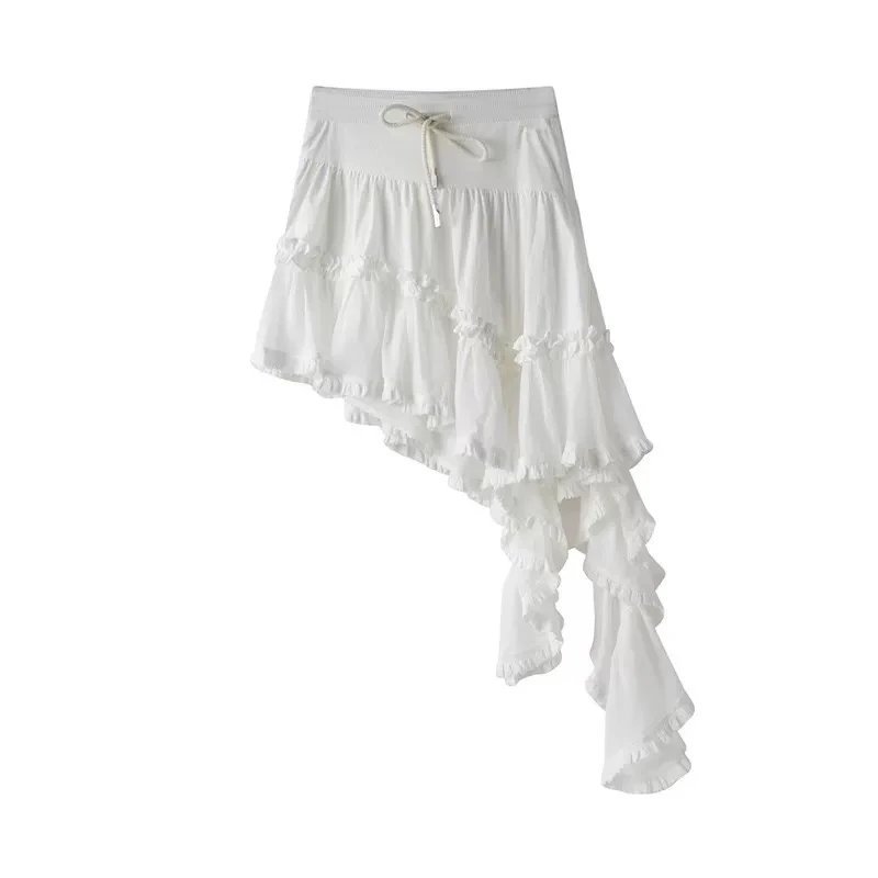 【J005】2025新品设计师款显瘦不规则短款半身裙 设计感荷叶边女