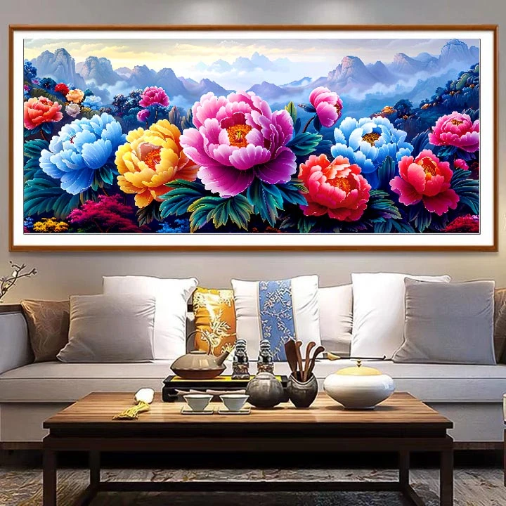 花开富贵十字绣2025新款客厅线绣大幅牡丹花江山如画手工自己刺绣