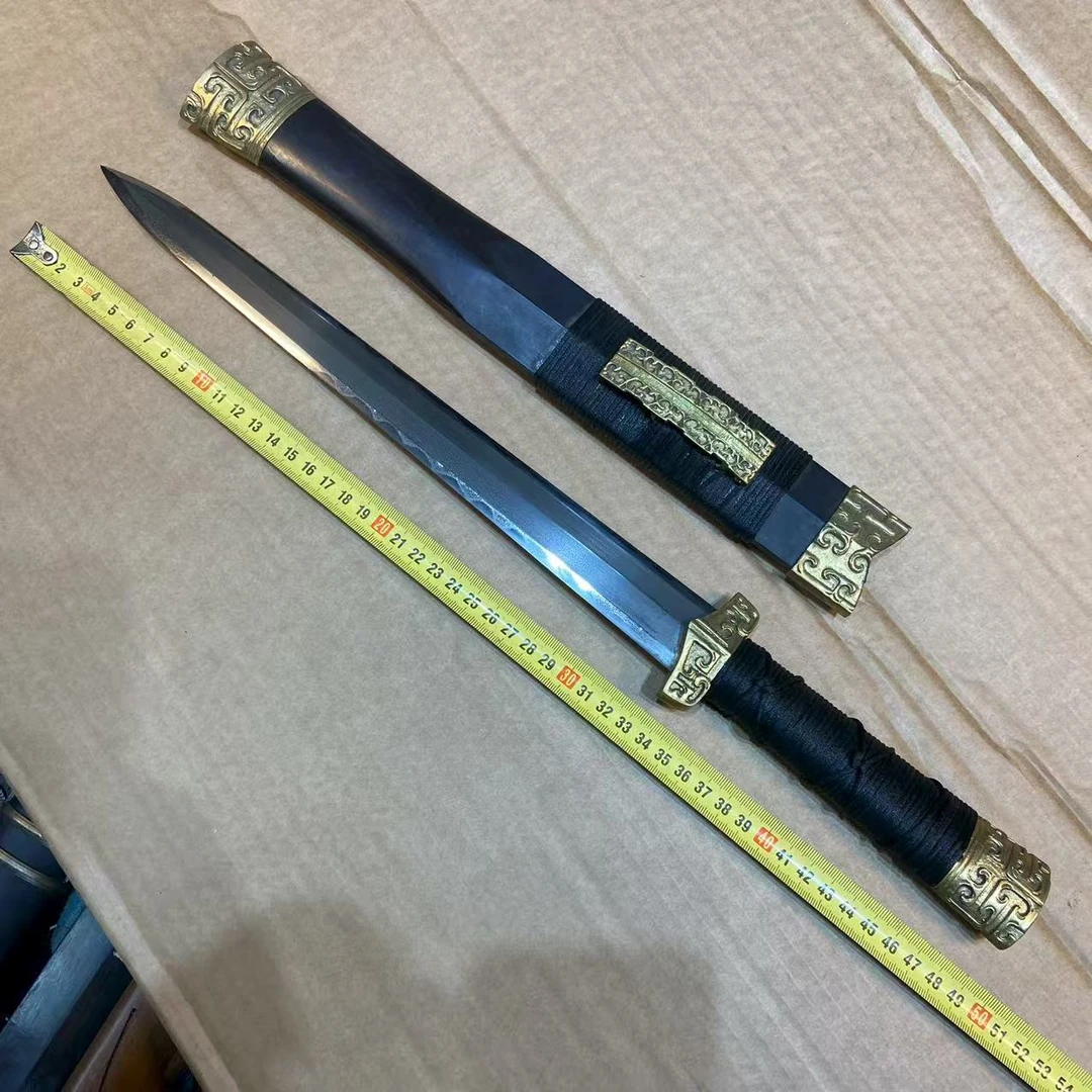 龙泉工艺刀剑小汉剑黑檀铜装八面剑乌兹钢短剑未开刃