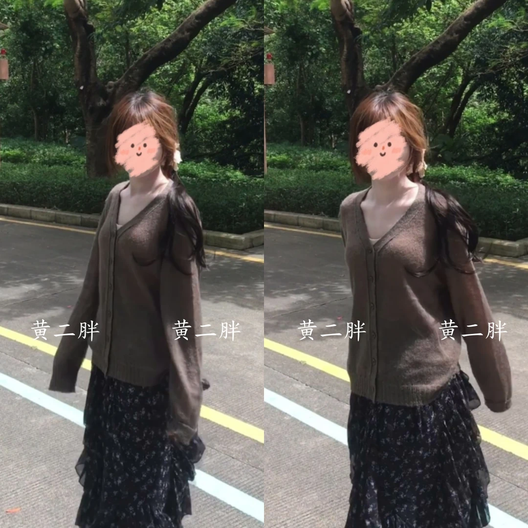 V领软糯针织开衫女早秋2025新款韩系高级感慵懒穿搭两件套半身裙